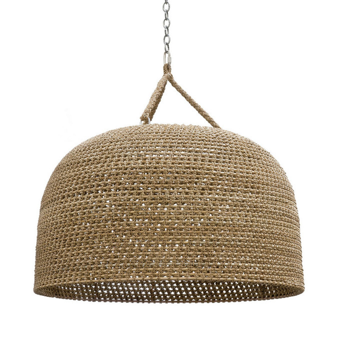 Click for more info about Palecek Green Oaks Coastal Beach Woven Rattan Frame Ceiling Pendant