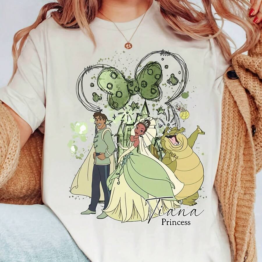 Disney Disney Castle Princess And The Frog Characters Dance T-Shirt, Tiana's Bayou Adventure Matc... | SHEIN