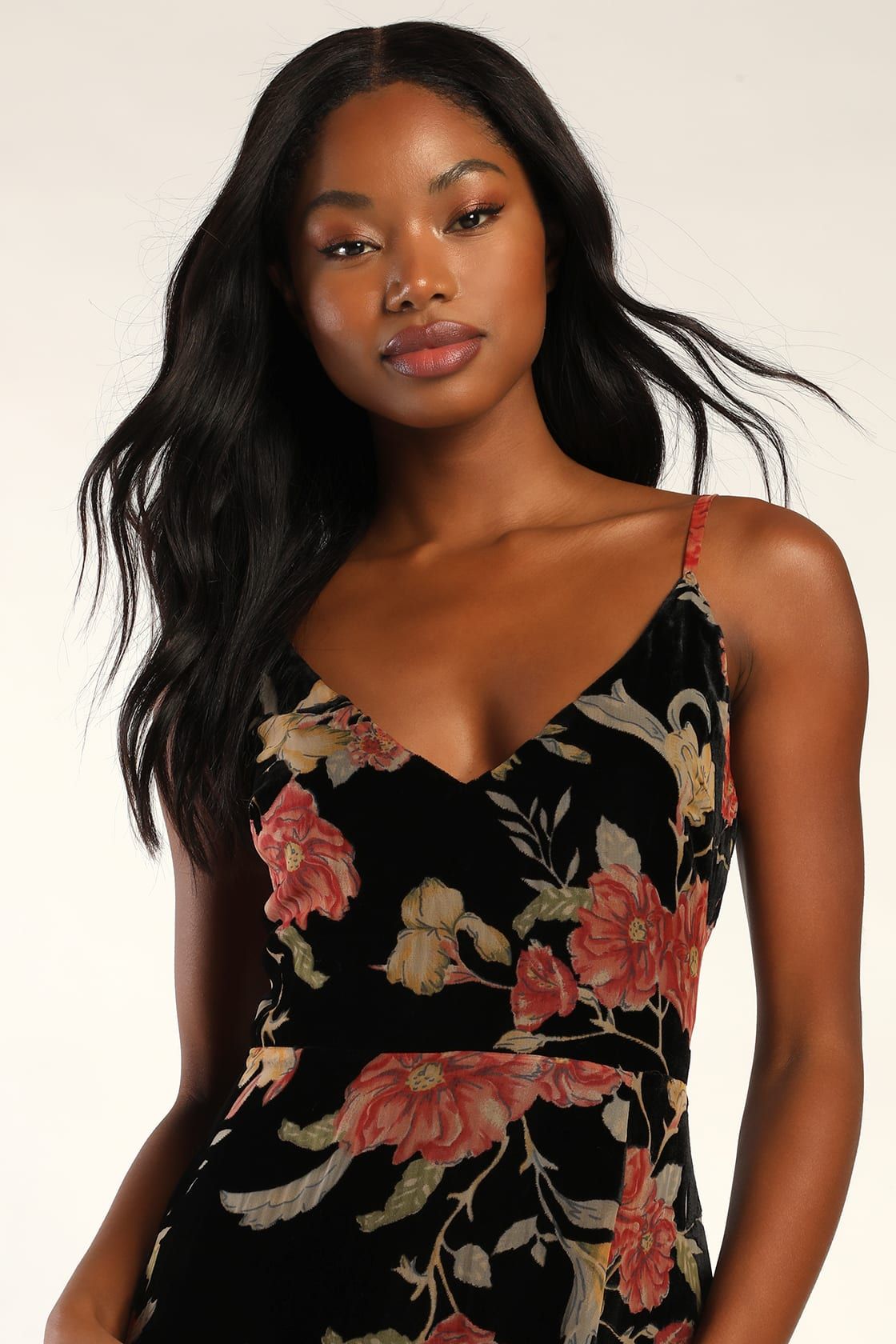 Alluring Blooms Black Floral Burnout Velvet Maxi Dress | Lulus (US)