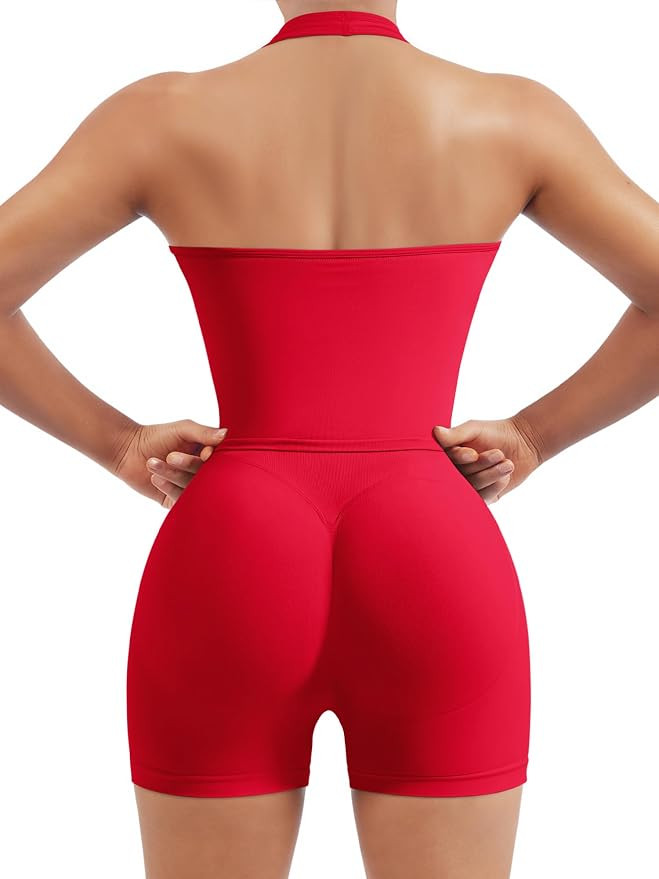 SUUKSESS Womens Seamless 2 Piece Workout Sets Padded Halter Tank Top Gym Sets Tummy Control Biker... | Amazon (US)