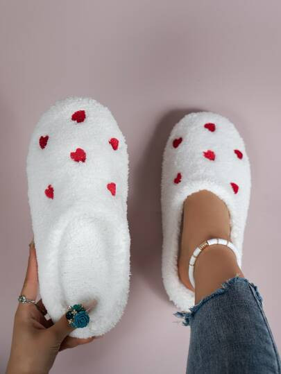 Women Heart Decor Fuzzy Home Slippers, Fashion White Bedroom Slippers SKU: sx2212032429333936



... | SHEIN