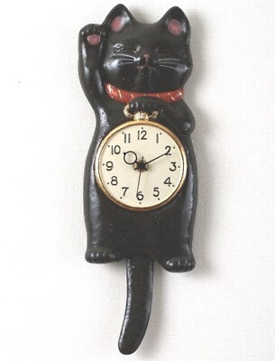 Lucky Cat Manekineko Wall Pendulum Clock SETO Ware Porcelain New Japan | eBay UK