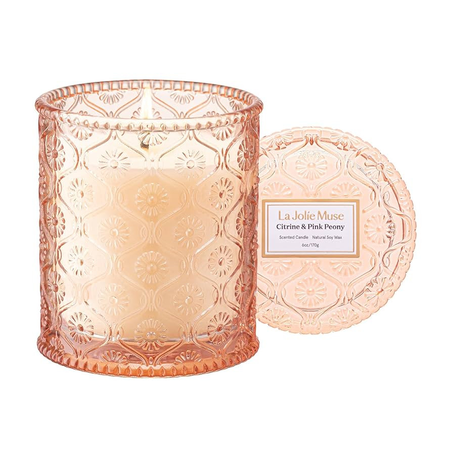 LA JOLIE MUSE Citrus Scented Candle, Citrine & Pink Peony Candles for Women, Luxury Candles Gifts... | Amazon (US)