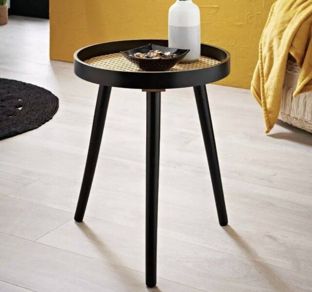 Unique Contemporary Stylish Black Finish Side End Table With Cane Detail for sale online | eBay | eBay UK