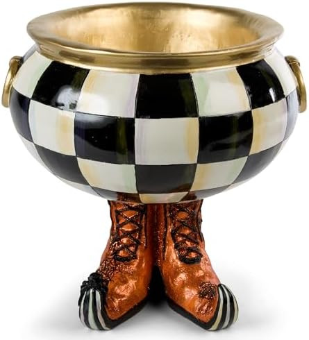 MACKENZIE-CHILDS Resin Cauldron Figure, Black-and-White Courtly Check | Amazon (US)