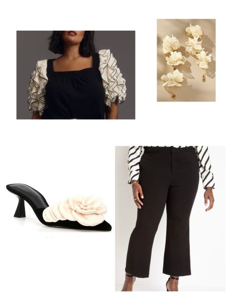 Black and Ivory romantic feminine plus size outfit 

#LTKplussize