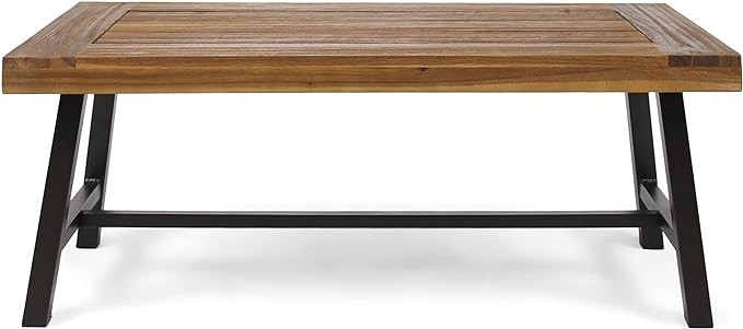 Christopher Knight Home Carlisle Outdoor Acacia Wood Coffee Table, Sandblast/Rustic Metal | Amazon (US)