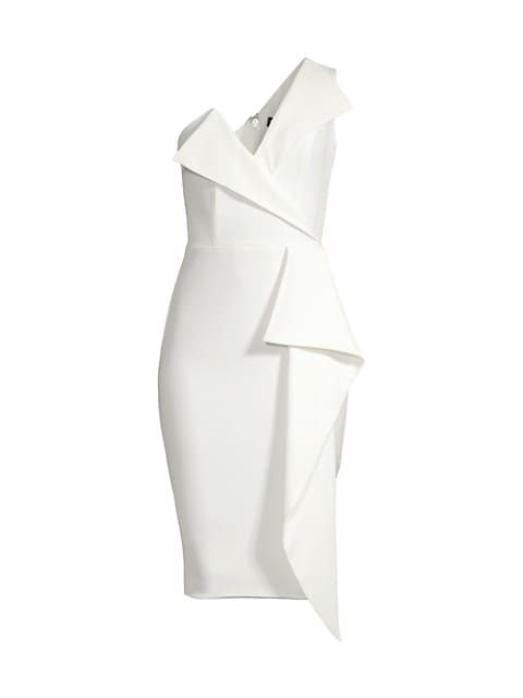 Asymmetric Ruffled Midi-Dress | Saks Fifth Avenue