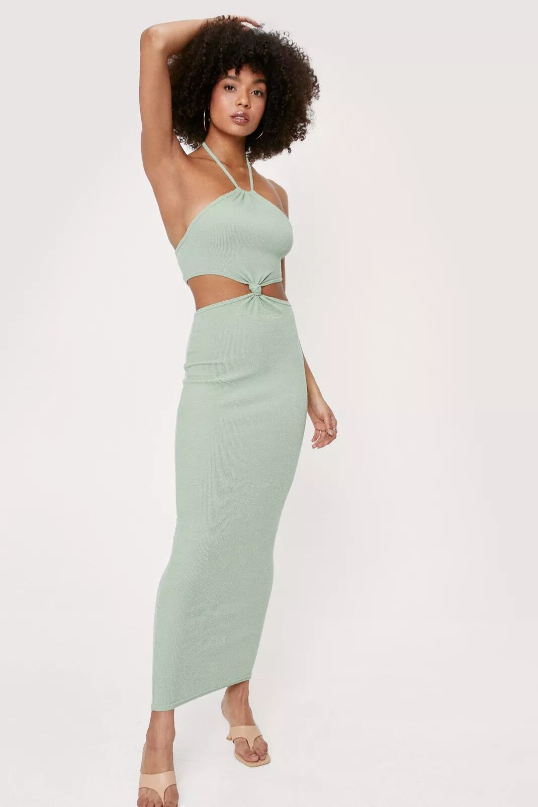 Ribbed Cut Out Halter Maxi Dress | NastyGal (UK, IE)