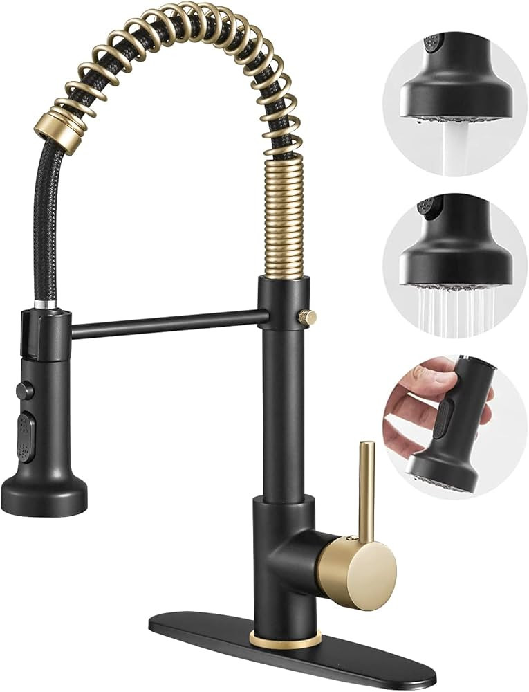 BESy Commercial Kitchen Faucet with Pull Down Sprayer, Single Handle Spring Rv Kitchen Sink Fauce... | Amazon (US)