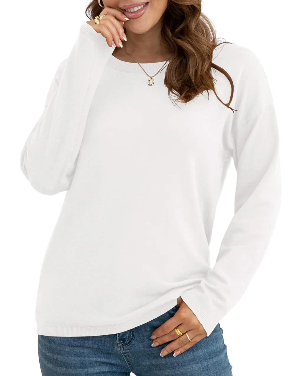 Asklazy Women's Pullover Sweaters Long Sleeve Print Knitted Crew Neck Sweater Tops（a Little Run... | Walmart (US)