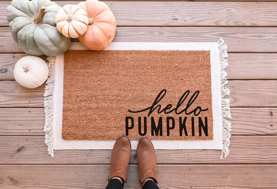 Hello Pumpkin Doormat, Fall Door Mat, Halloween Doormat, Funny Welcome Mat, Pumpkin Door Mat, Cus... | Etsy (US)