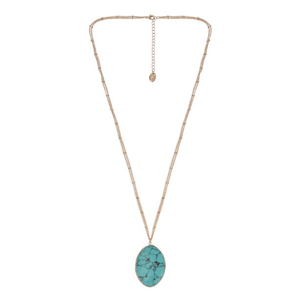 The Pioneer Woman Turquoise Stone and Gold Long Pendant Necklace | Walmart (US)
