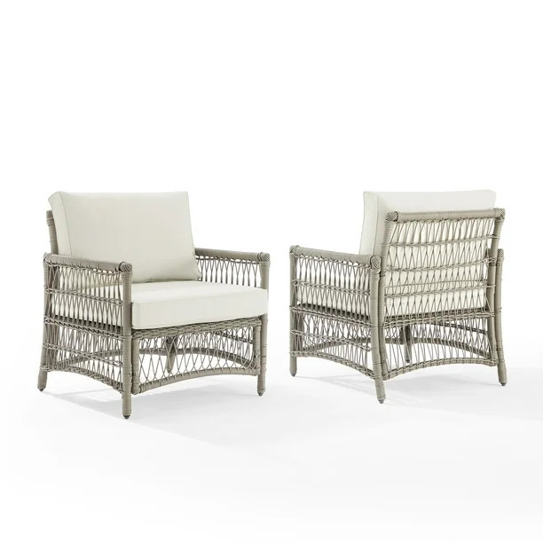 Thatcher 2Pc Outdoor Wicker Armchair Set Creme/Driftwood - 2 Armchairs | Walmart (US)