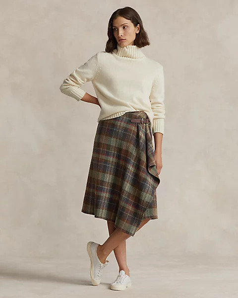 Buckle-Detail Plaid Herringbone Skirt | Ralph Lauren (UK)