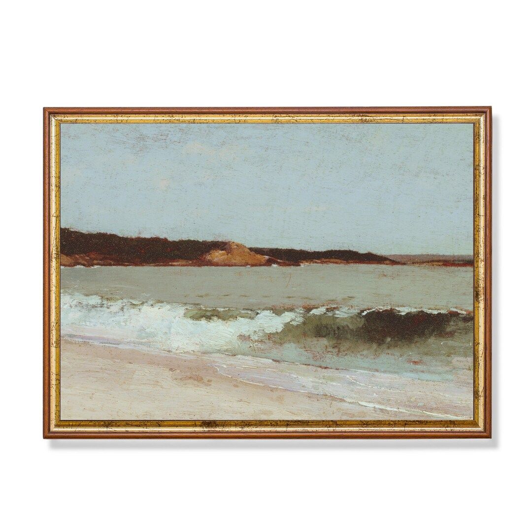 Vintage Seascape Painting Antique Ocean Beach Print - Etsy | Etsy (US)