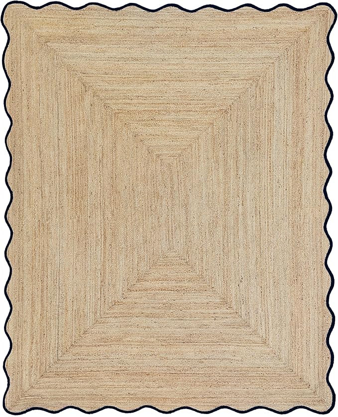 Wave Scalloped Natural Jute Runner Rug Boho Jute Rug Hallway Entryway Runner Rug, Coastal Farmhou... | Amazon (US)