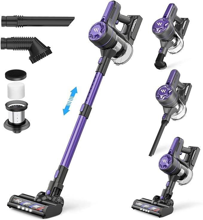 Cordless Vacuum Cleaner, Cordless Vacuum with 80000 RPM High-Speed Brushless Motor, 20Kpa Super S... | Amazon (US)