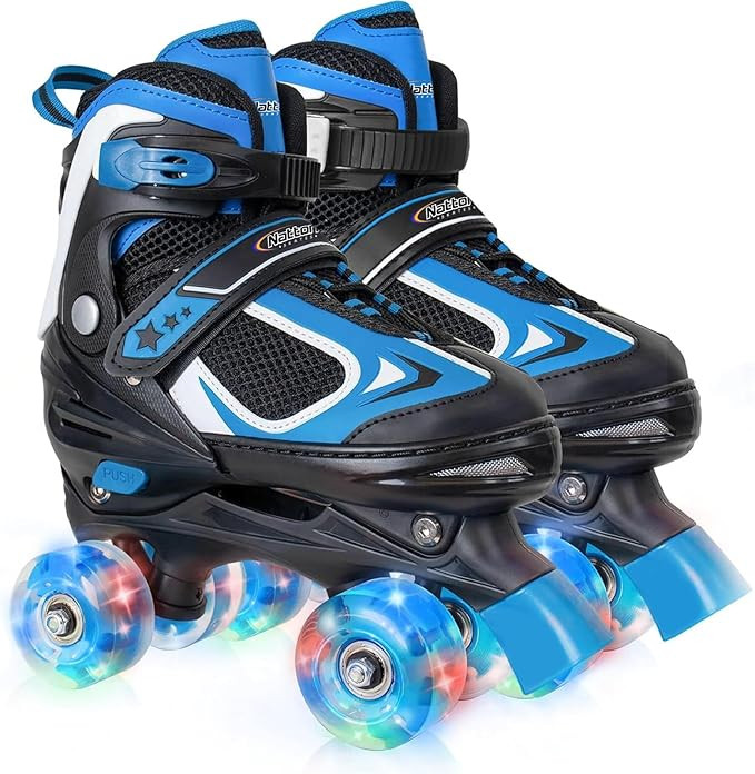 Nattork Kids Roller Skates for Boys Girls Kids, 4 Sizes Adjustable Quad Skates with All Light up ... | Amazon (US)