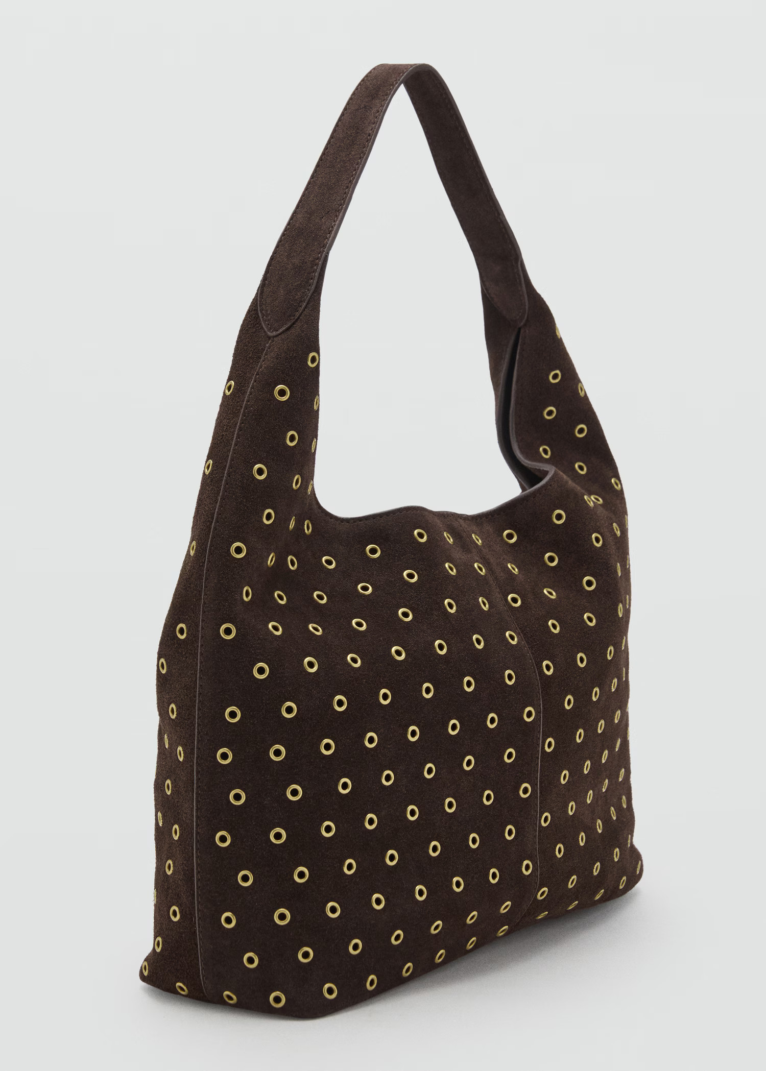 Suede shopper bag with eyelets | Mango (US/MX/AU)