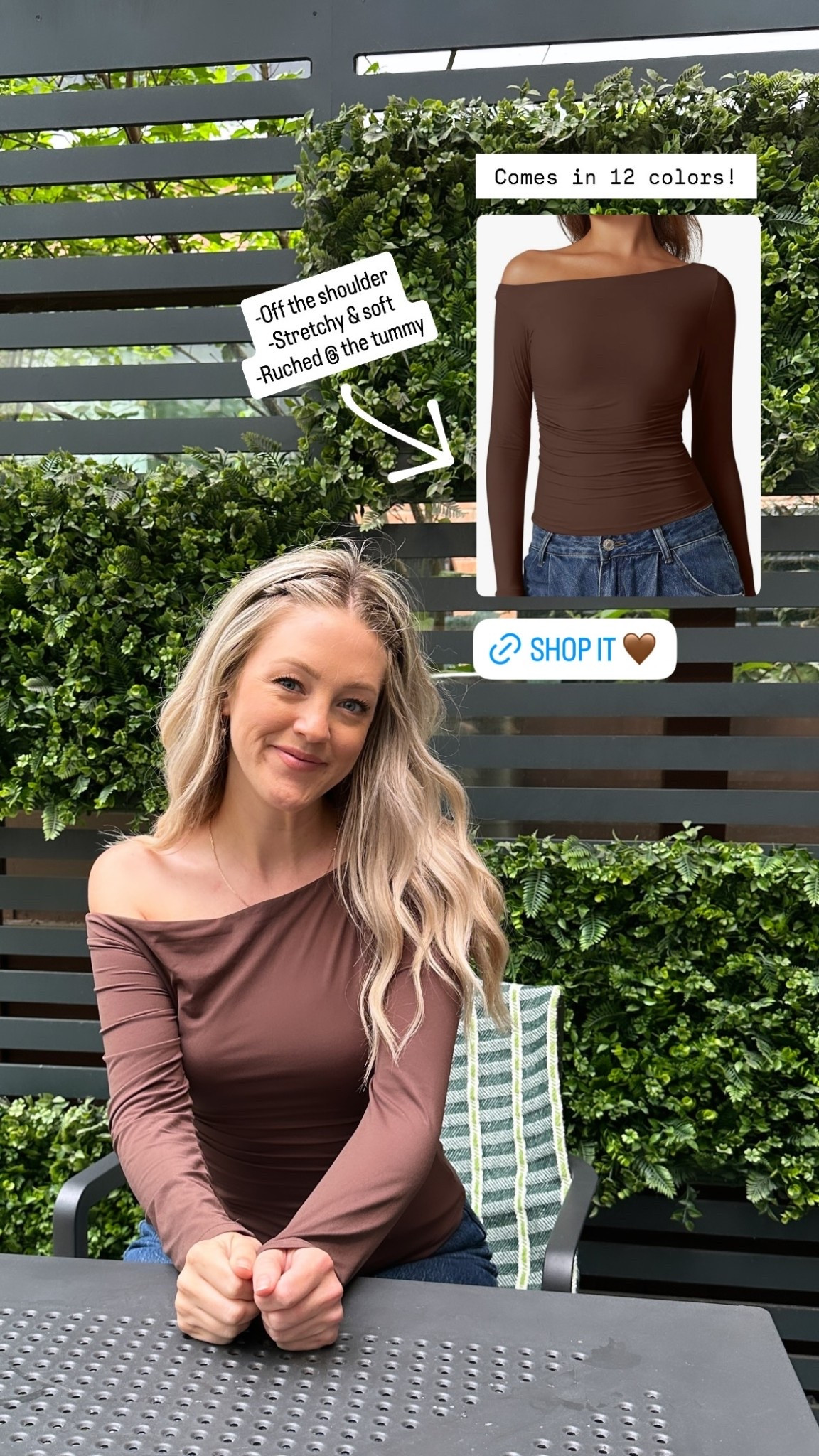 Comes in 12 colors! -Off the shoulder
-Stretchy & soft
-Ruched @ the tummy

#LTKdayinmylife #LTKTravel #LTKgrwm