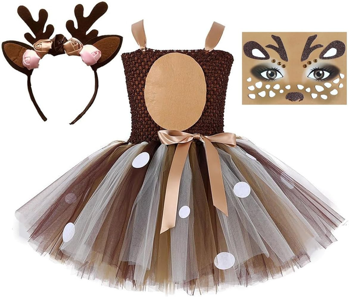 Tutu Dreams Halloween Animal Costumes for Kids Girls 1-10Y Reindeer Giraffe Tiger with Headband H... | Amazon (US)