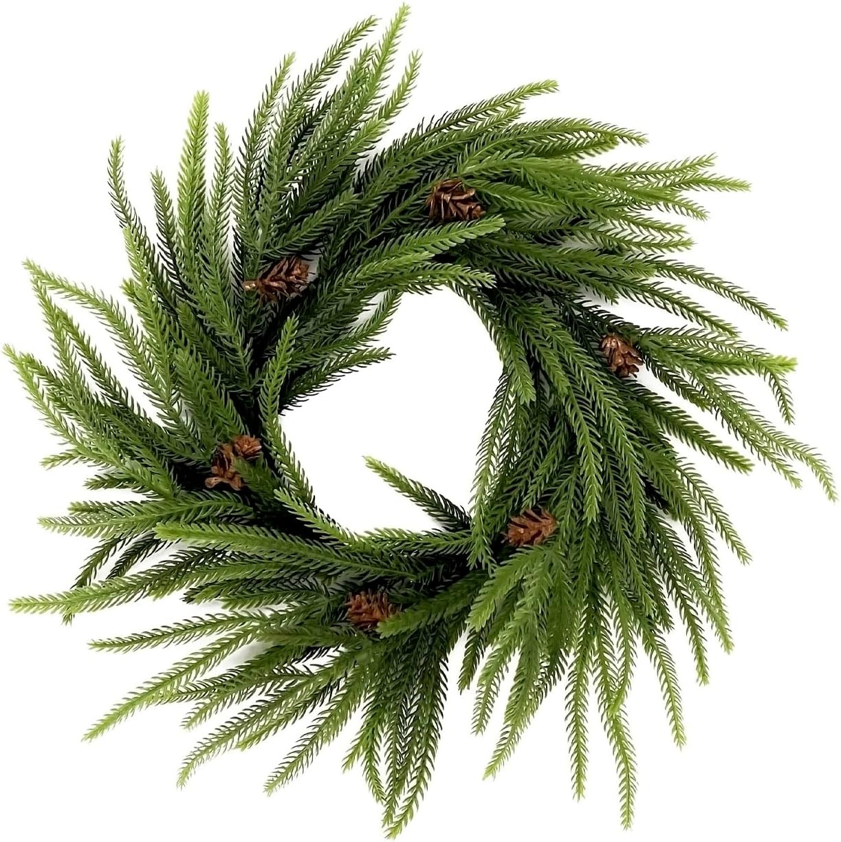 2pcs Norfolk Pine & Cryptomeria Wreath15.8inch - Artificial Cypress Candle Ring, Real Touch, Indoor & Outdoor Winter Wreaths for Holiday | Amazon (US)