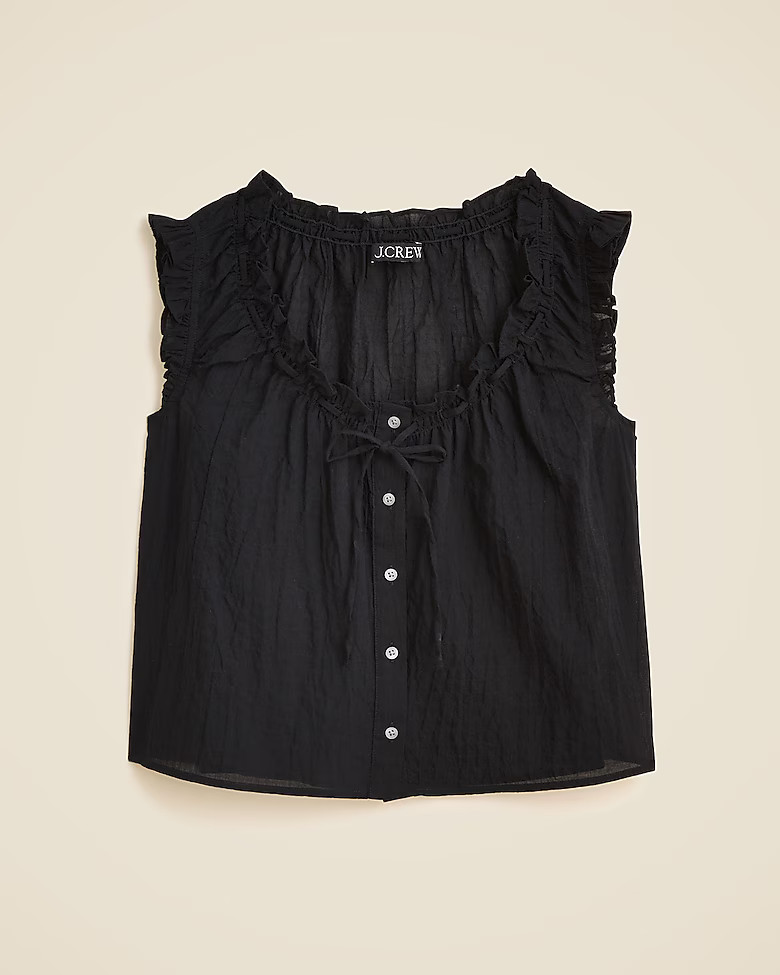 Ruffle-trim button-up top | J. Crew US