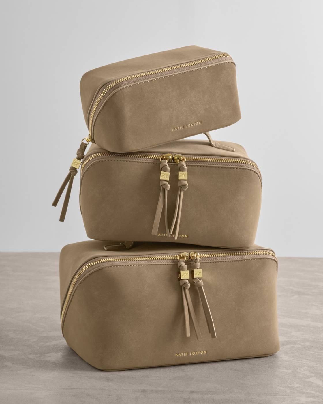 Soho Suedette Large Makeup and Wash Bag in Taupe | Katie Loxton Ltd. (UK)