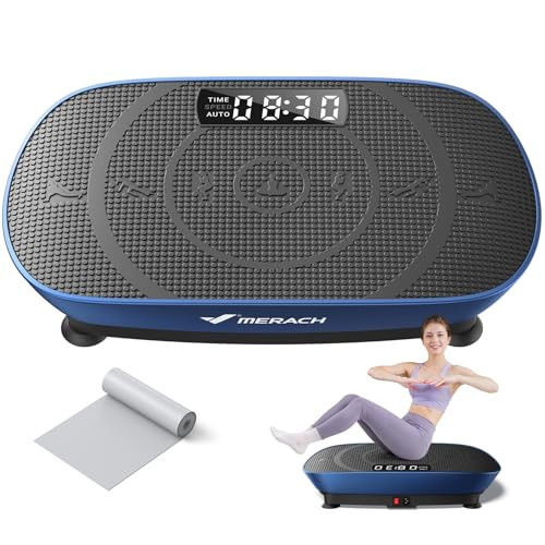 MERACH Vibration Plate Exercise Machine, Whole Body Workout Equipment for Women, Bluetooth and Silicone Pedal, Vibration Plate with Auto Mode, Vibrate Fitness Platform for Home (Blue) | Amazon (US)