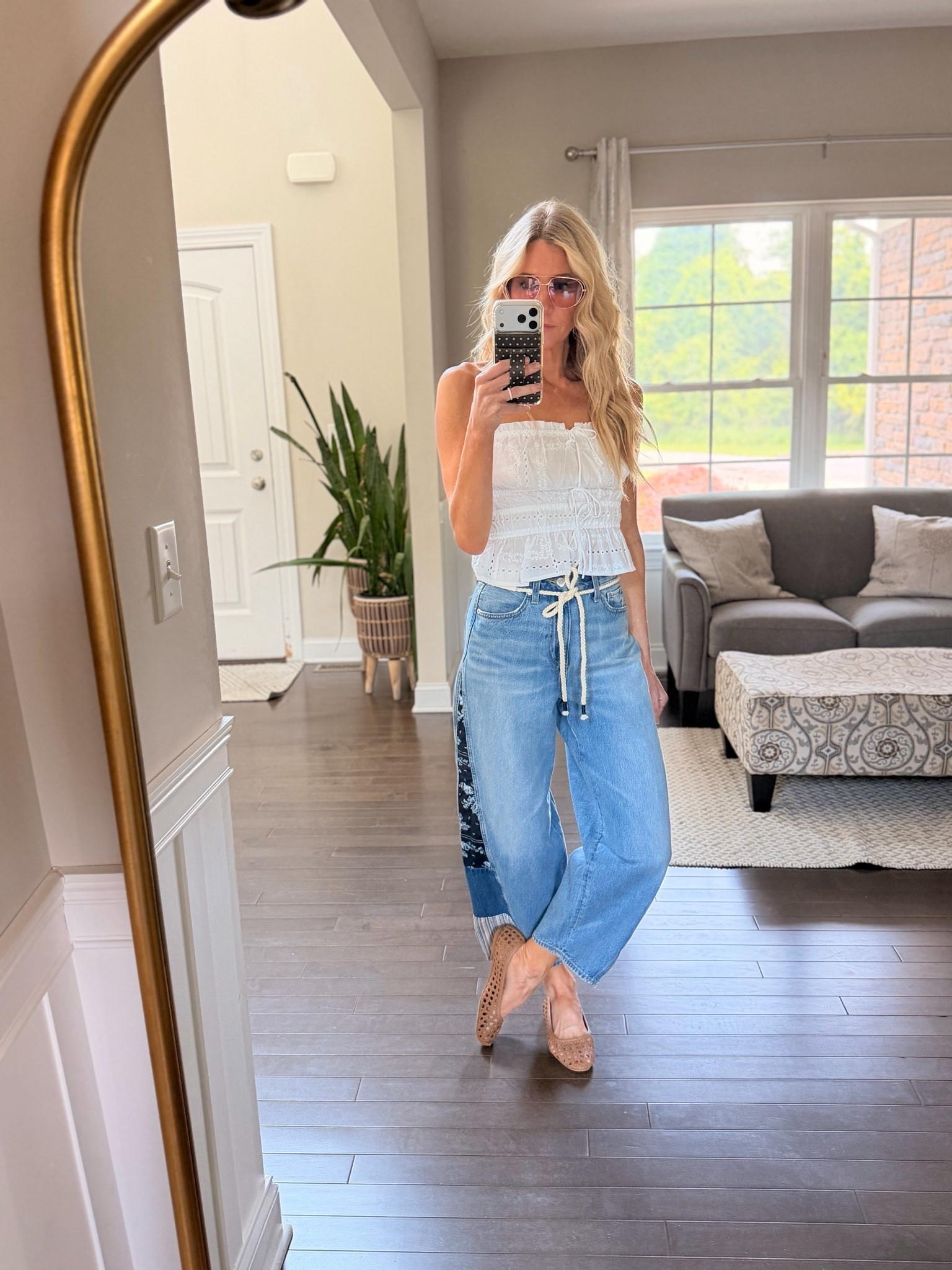 Target sale, Fourth of July, Memorial Day outfits jeans with patchwork and strapless white eyelet top

#LTKootd #LTKSeasonal #LTKOver40