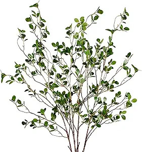 Sggvecsy 43’’ 4Pcs Artificial Ficus Branches Faux Leaf Spray Green Eucalyptus Branches Artifi... | Amazon (US)