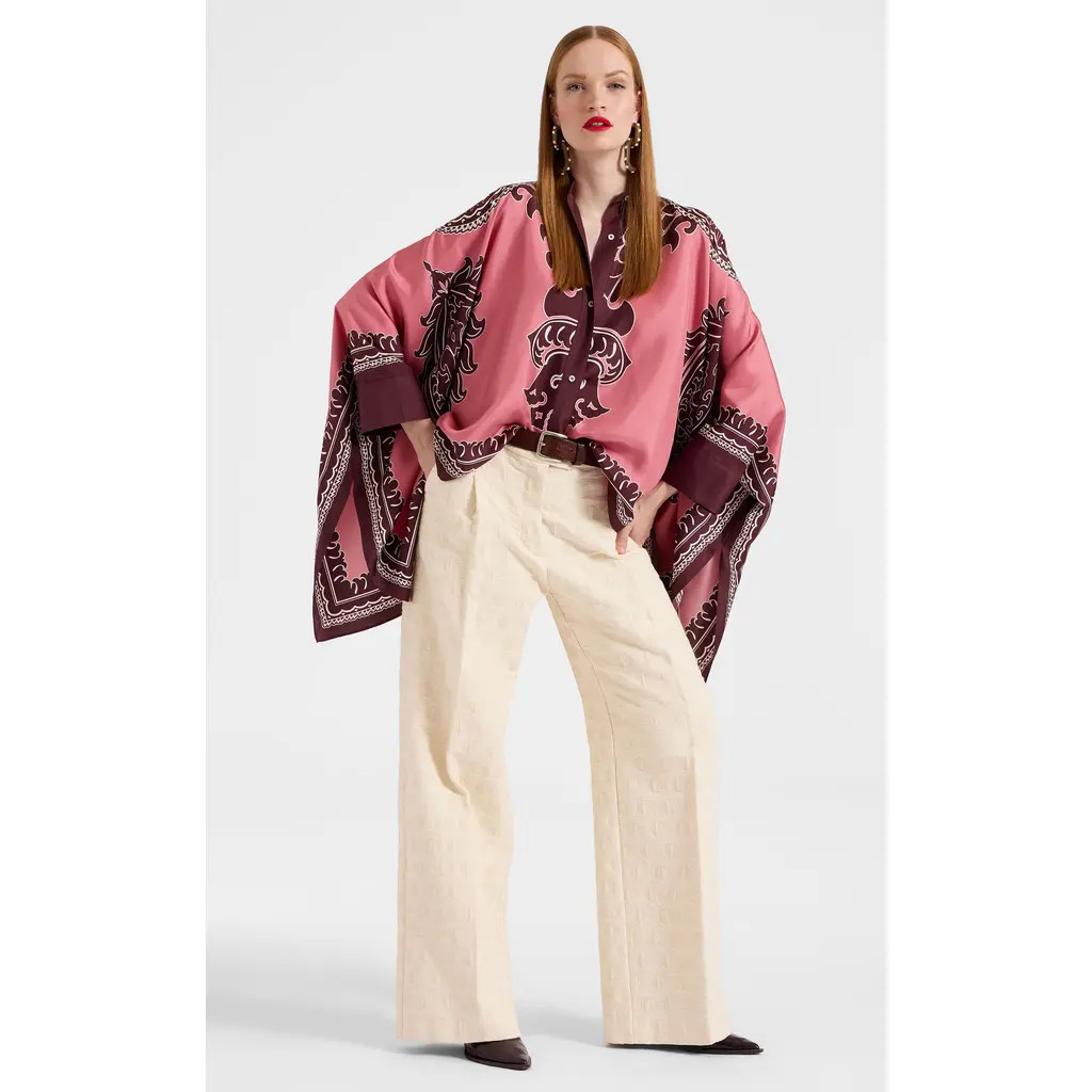 La DoubleJ Foulard Shirt in Oltrarno Placée Pink at Nordstrom, Size Medium It | Nordstrom