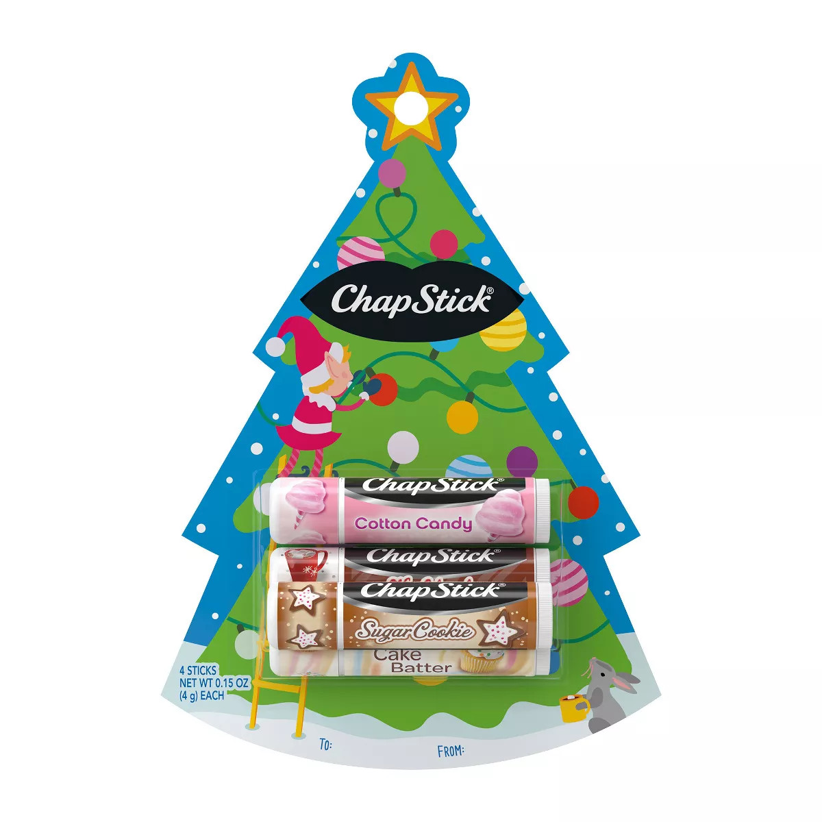 Chapstick Sugar Cookie, Cotton Candy, Hot Chocolate and Cake Batter Kids' Lip Balm - 4ct | Target