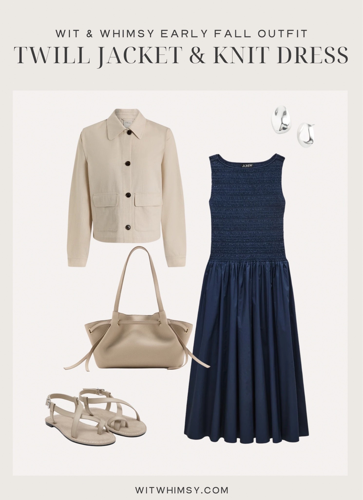 Transitional fall outfit idea

Knit midi dress
Twill jacket 
Neutral tote 
Silver stud earrings

#LTKSeasonal #LTKTravel