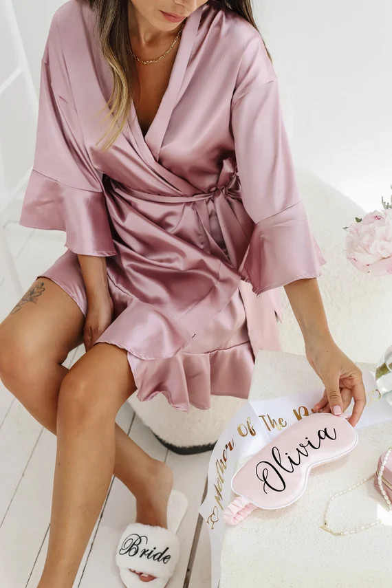 Personalized Ruffle Robe Bridal Party Robes Satin Robes - Etsy | Etsy (US)