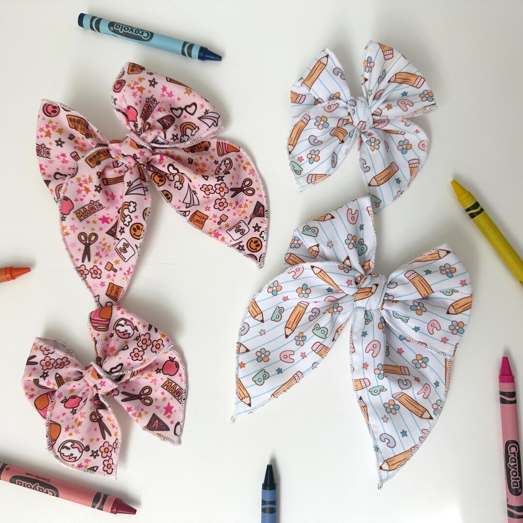 Back to School Hair Bow | School Bow | Abc’s Bow | Pencil Bow | Alphabet Headband | School Hair... | Etsy (US)