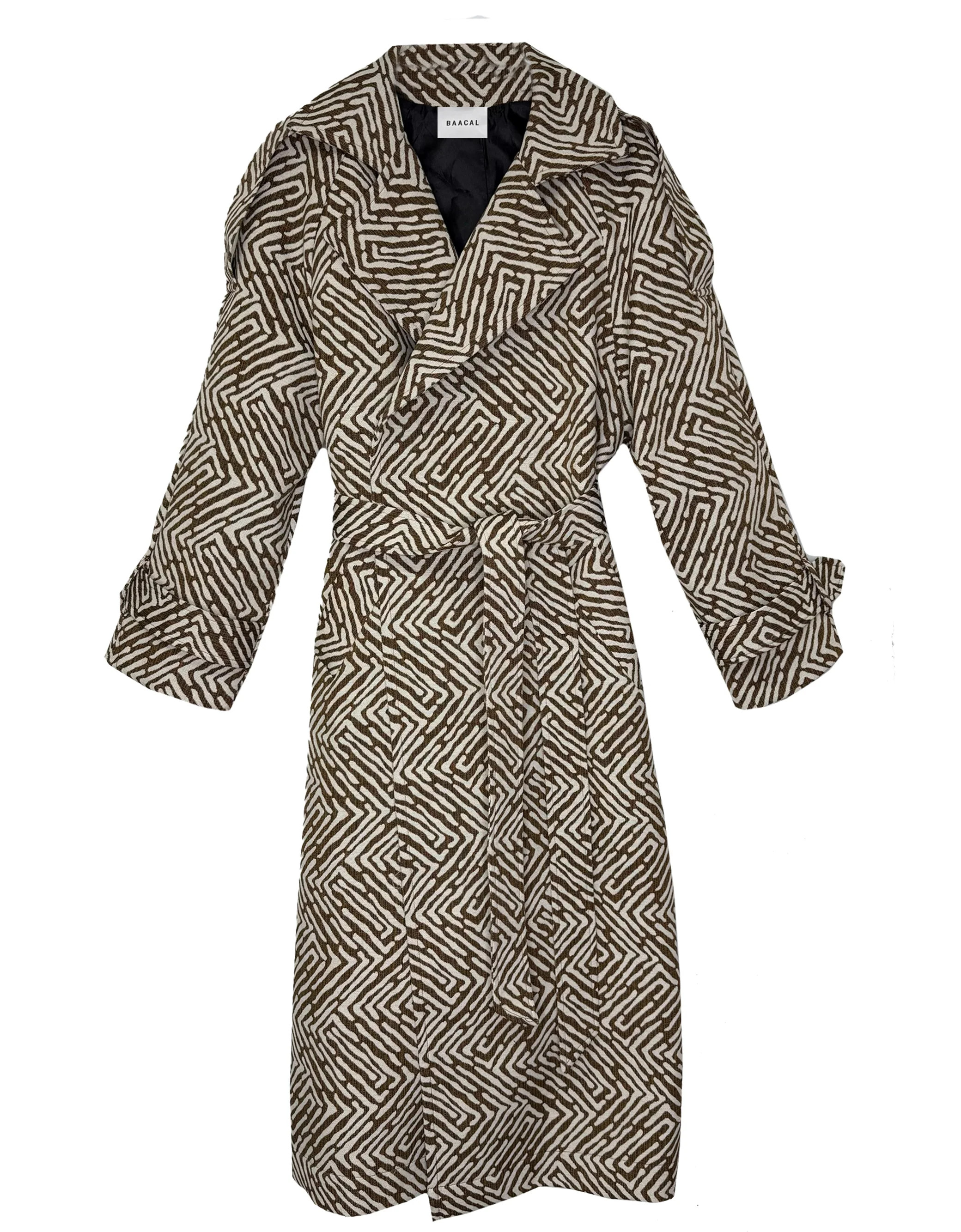 Aria Double Breasted Trench- Brown Cream Geo | BAACAL Limited, LLC