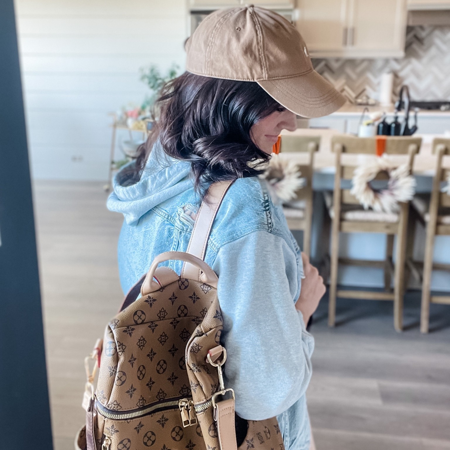 Casual Saturday outfit
Backpack 
Denim jacket 
Nike sweats
Nike shoes
Bodysuit 
American Eagle 
Abercrombie 

#LTKitbag #LTKshoecrush #LTKstyletip