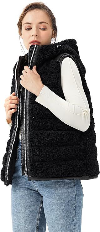 Orolay Women's Casual Fleece Down Vest Warm Outwear  Shearling Shaggy Short Vest with... | Amazon (US)
