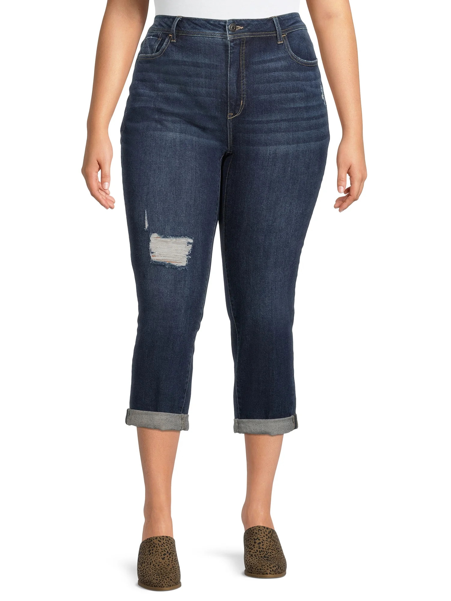 Terra & Sky Women's Plus Size Slim Boyfriend Jeans | Walmart (US)