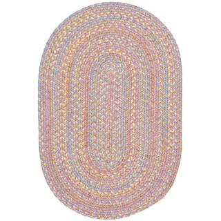 Play Date Pink Multi 2 ft. x 4 ft. Oval Indoor/Outdoor Braided Area Rug | The Home Depot