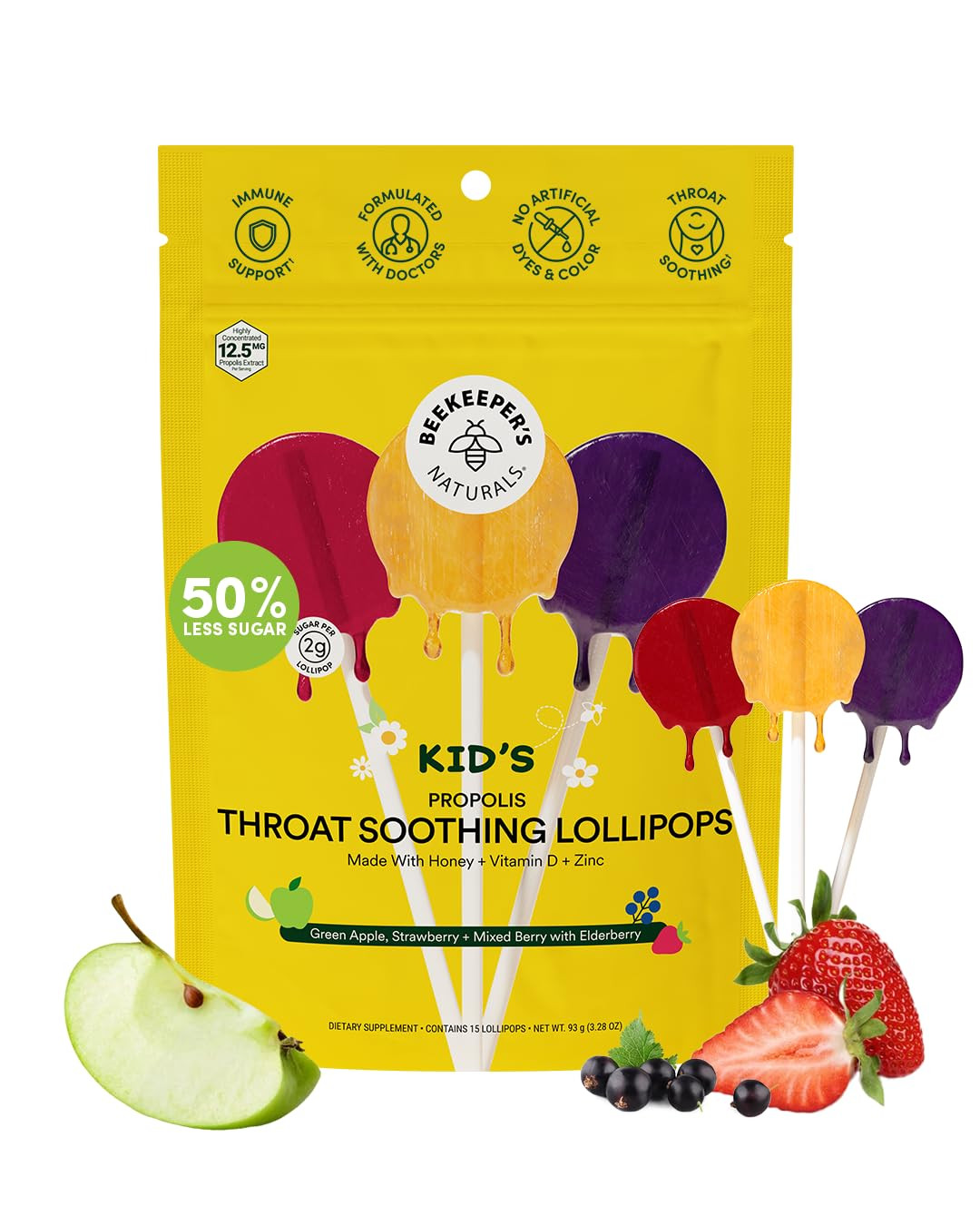 Kids Throat Soothing Lollipops by Beekeeper's Naturals - Doctor Formulated Immune Support, Vitami... | Amazon (US)