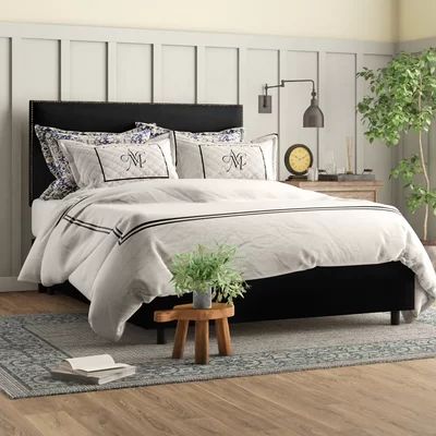 Atherton Upholstered Standard Bed Color: Velvet - Black, Size: Full | Wayfair North America