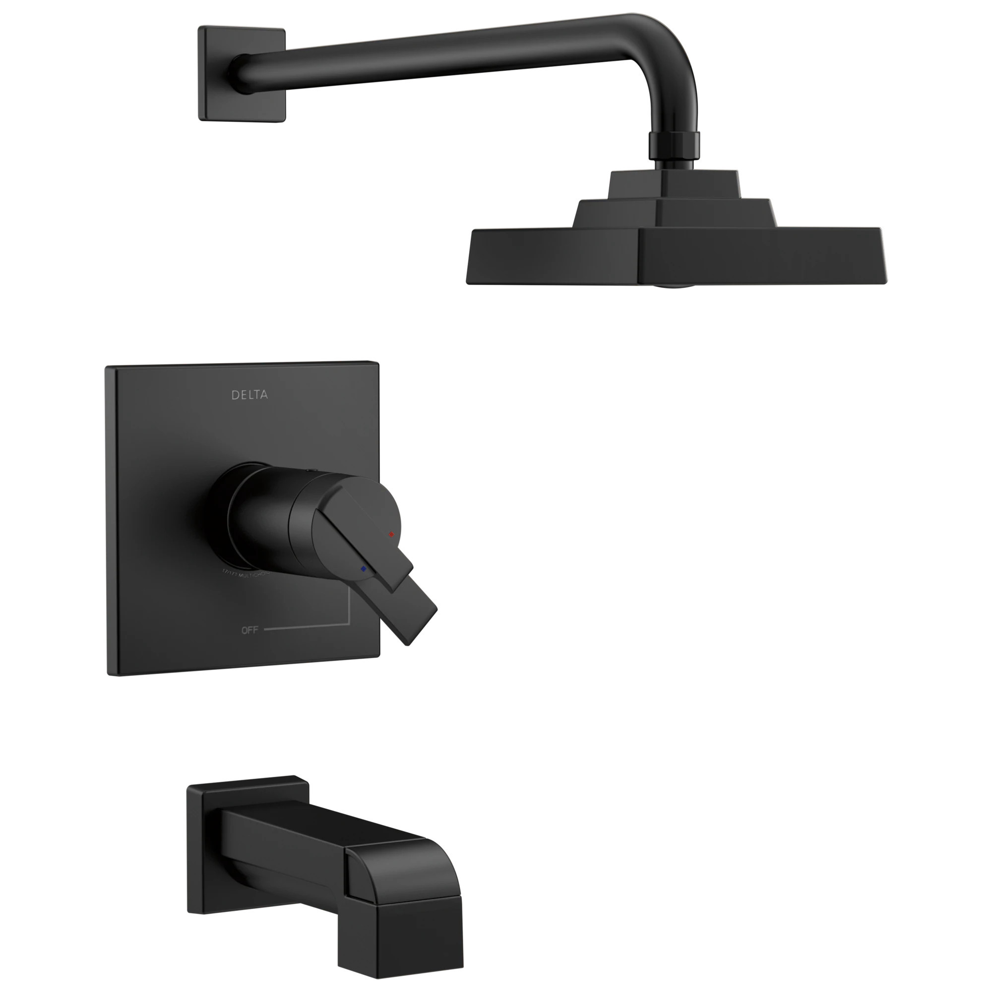 Delta Ara Matte Black 2-handle Single function 6.5-in Round Bathtub and shower Faucet ( Valve not Included ) | T17T467-BL | Lowe's