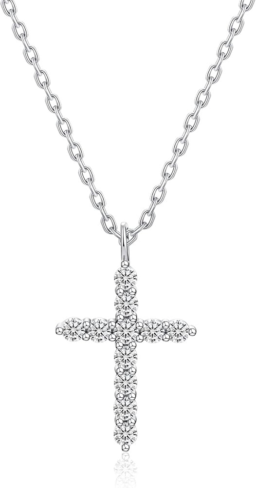 IMOLOVE Crucifix Necklace Men 0.5-1.2 CT Dainty 925 Sterling Silver Pendant Necklaces for Women S... | Amazon (US)