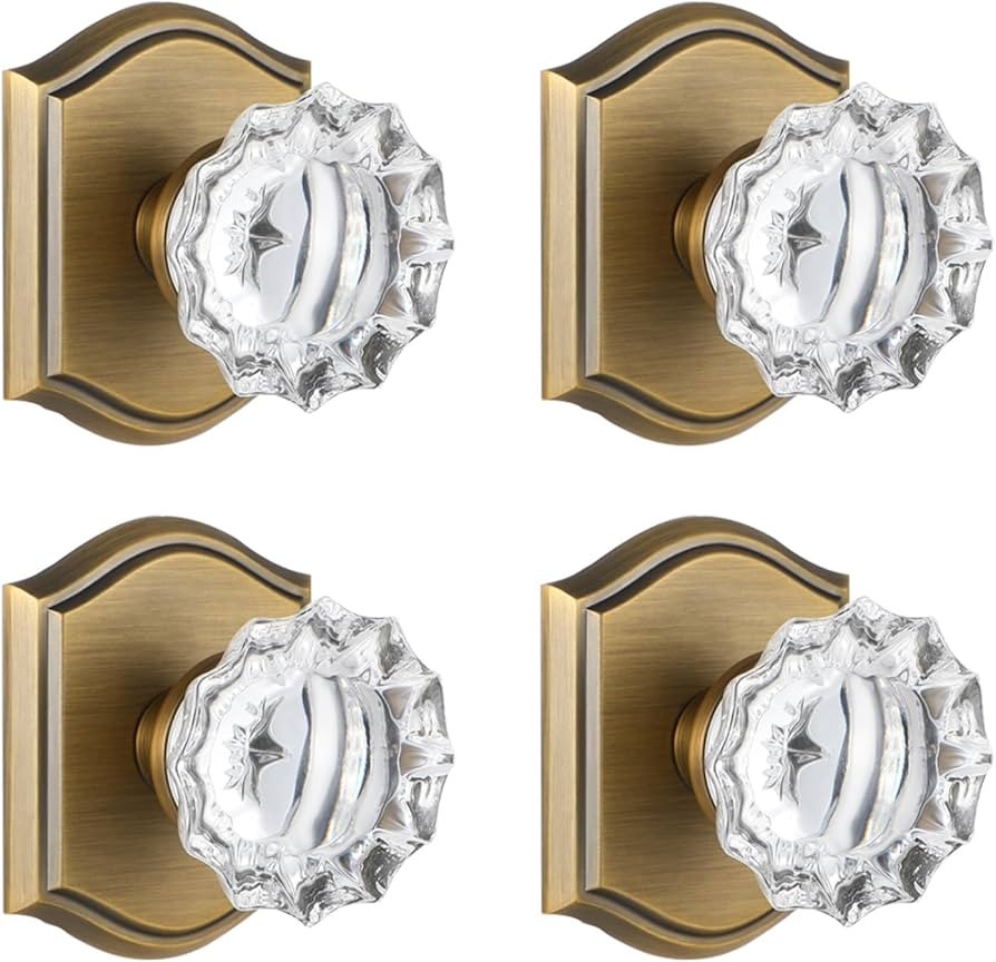 4 Pack Crystal Glass Dummy Door Knob, Single Side Dummy Door Knob Set for Interior Doors in Antiq... | Amazon (US)