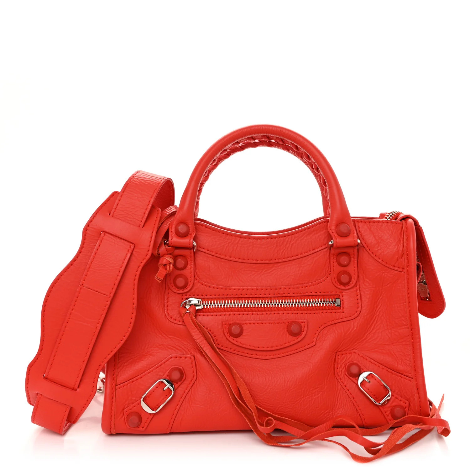 Matte Goatskin Rubber Covered Classic Hardware Mini City Rouge Coquelicot Rouge Braise | FASHIONPHILE (US)