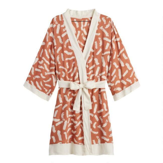Terracotta And White Dash Robe | World Market