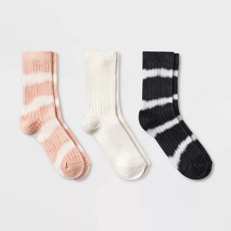 Women's Tie Dye 3pk Ribbed Crew Socks - Universal Thread™ 4-10 | Target